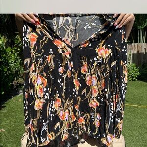 Free People Black Floral Blouse